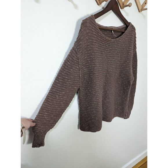 Free People Mauve Knit Scoop Neck Oversized Sweater Size XS - Picture 2 of 5